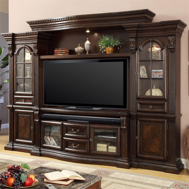 Pemberly Row Traditional Wood Estate Wall in Vintage Sienna Brown