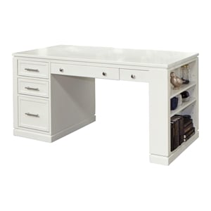 Pemberly Row Wood Writing Desk with Power Center and USB in White