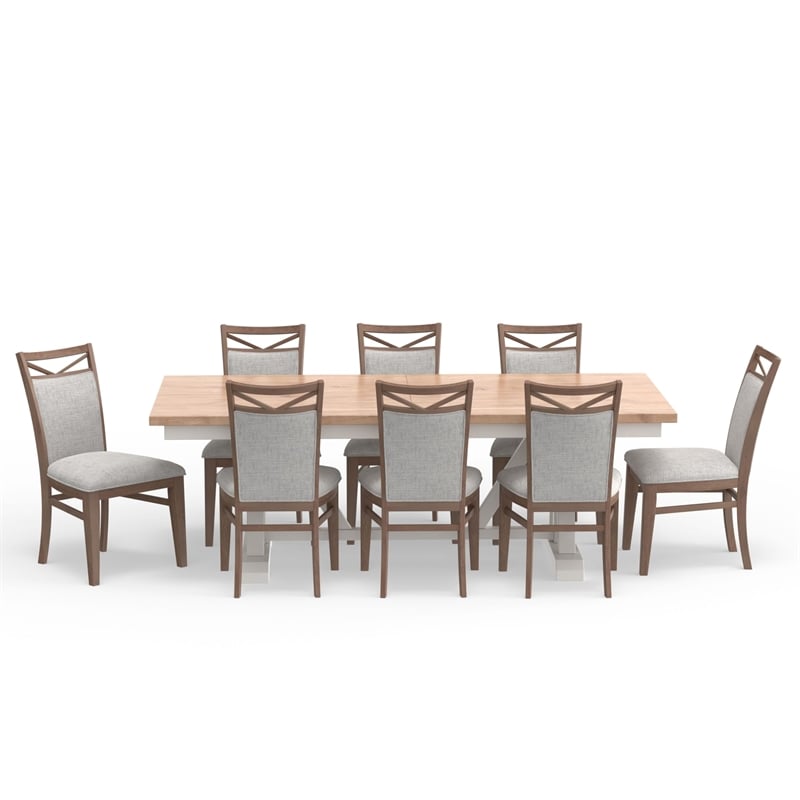 Pemberly Row 9 Piece Wood Extendable Table & Chairs in Natural