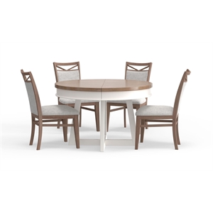 Pemberly Row 5 Piece Wood Round Dining Table & Chairs in Natural