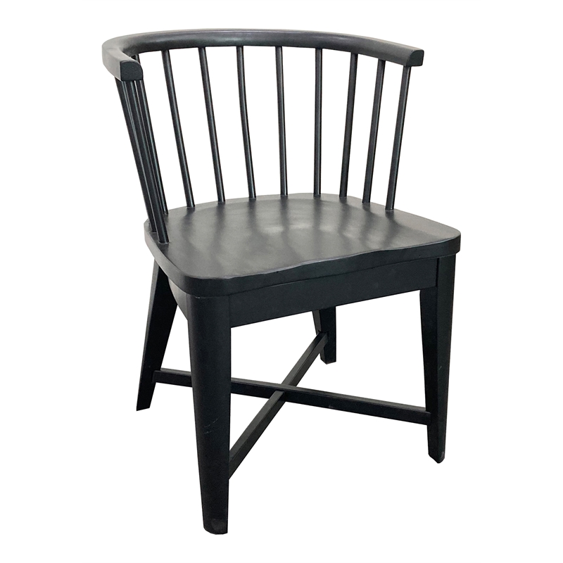 Pemberley Row Wood Black Dining Chair Barrel-Back Durable Solid Tapered Legs 22.5