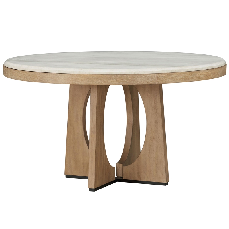 Pemberly Row 5 Piece Wood Round Table & Ladderback Chairs in Natural