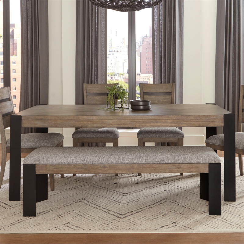 Pemberly Row Fabric Upholstered/Wood Dining Bench in Smoked Arabica