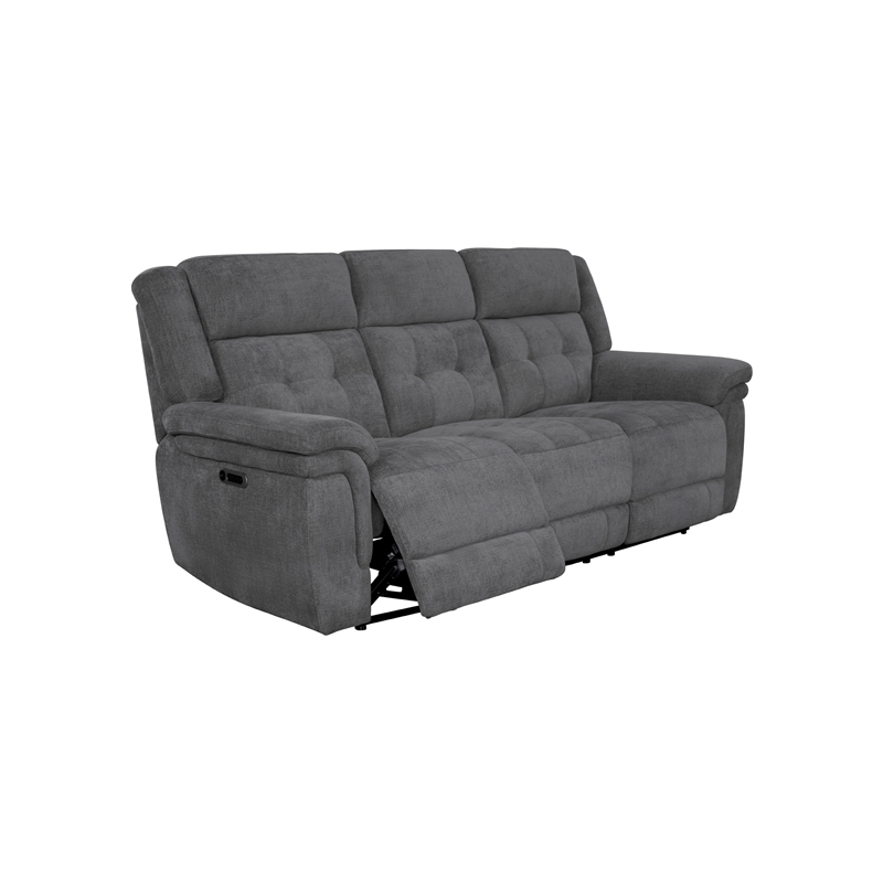 Pemberly Row Bristol Grey Power Reclining Sofa Loveseat and Recliner