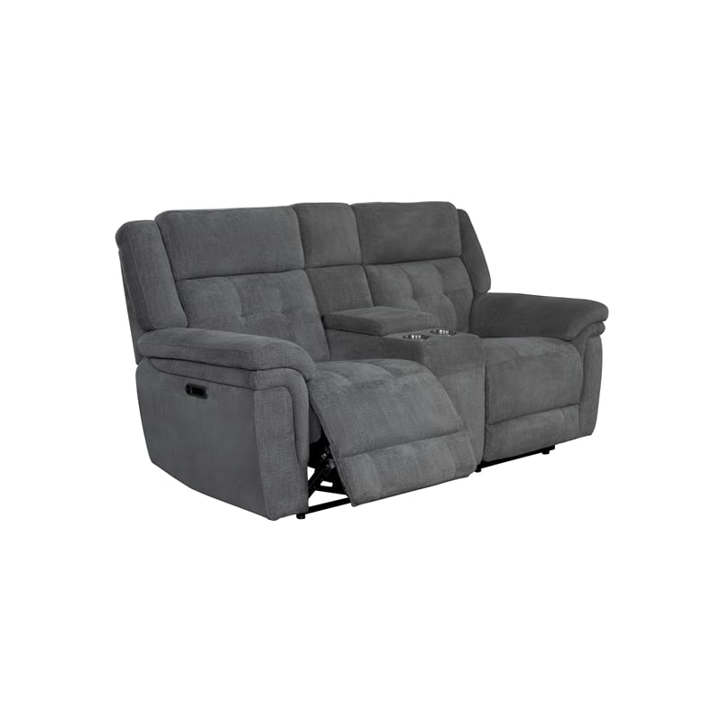 Pemberly Row Bristol Grey Power Reclining Sofa Loveseat and Recliner