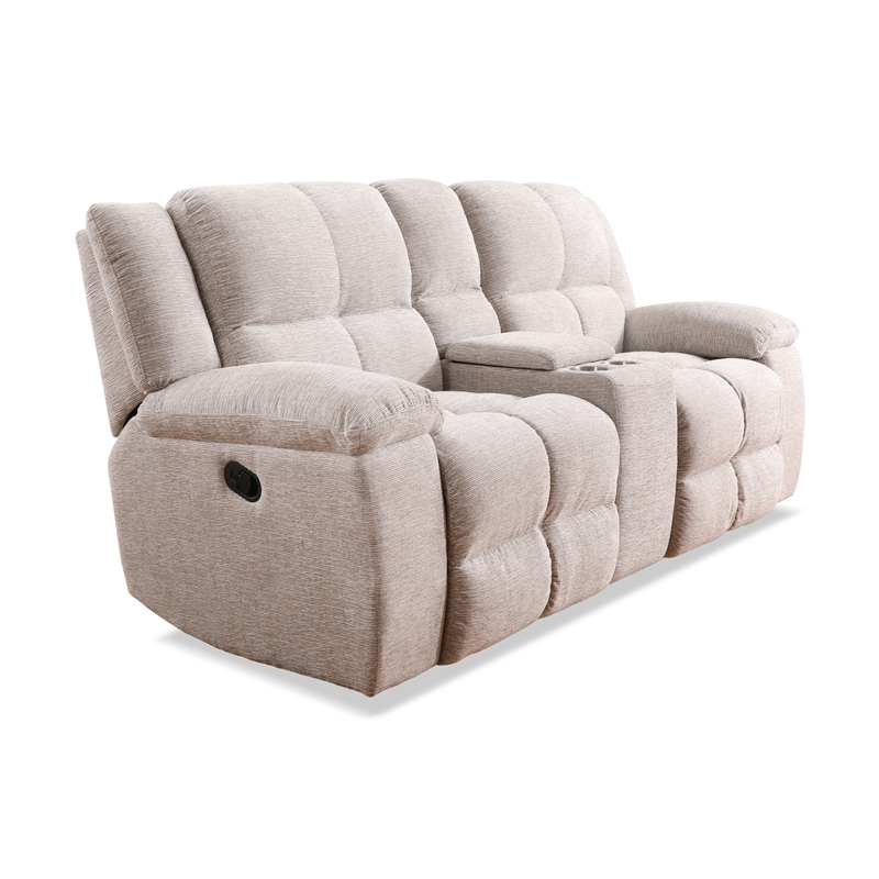 Pemberly Row Opal Taupe Manual Reclining Sofa Loveseat and Recliner