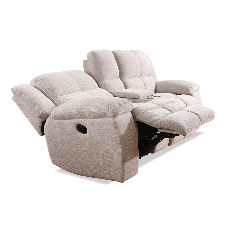 Pemberly Row Opal Taupe Manual Reclining Sofa Loveseat and Recliner