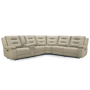 Pemberly Row Tahoe Fog 6 Piece Power Sectional with Adjustable Headrests