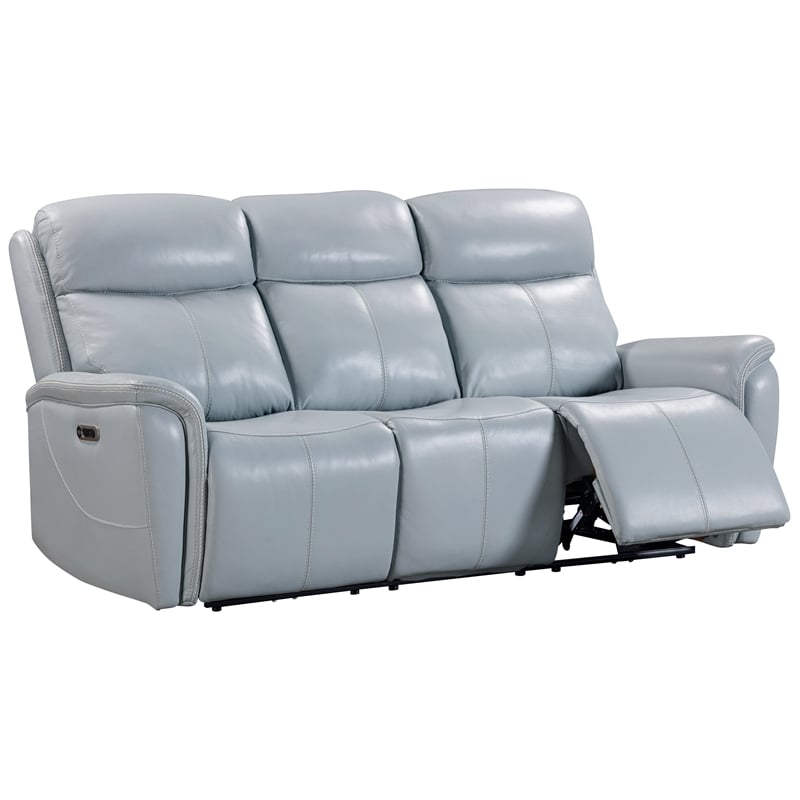 Pemberly Row Seamist Grey Power Reclining Sofa Loveseat and Recliner