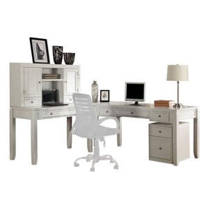 Pemberly Row 5 Piece L-Shape Desk with Lateral File and Hutch
