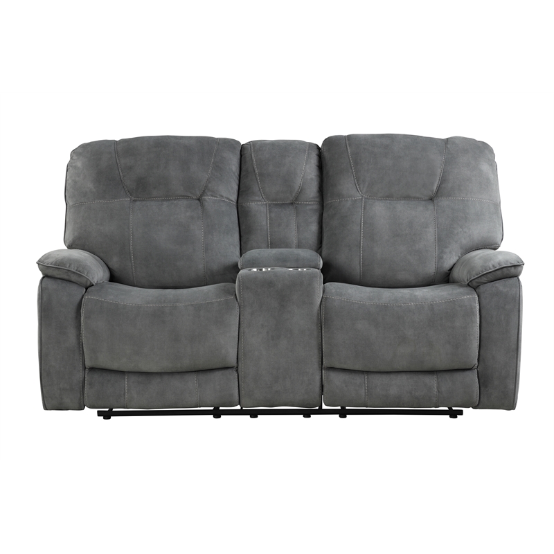 Pemberly Row Shadow Grey Manual Reclining Sofa Loveseat and Recliner