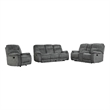 Pemberly Row Shadow Grey Manual Reclining Sofa Loveseat and Recliner