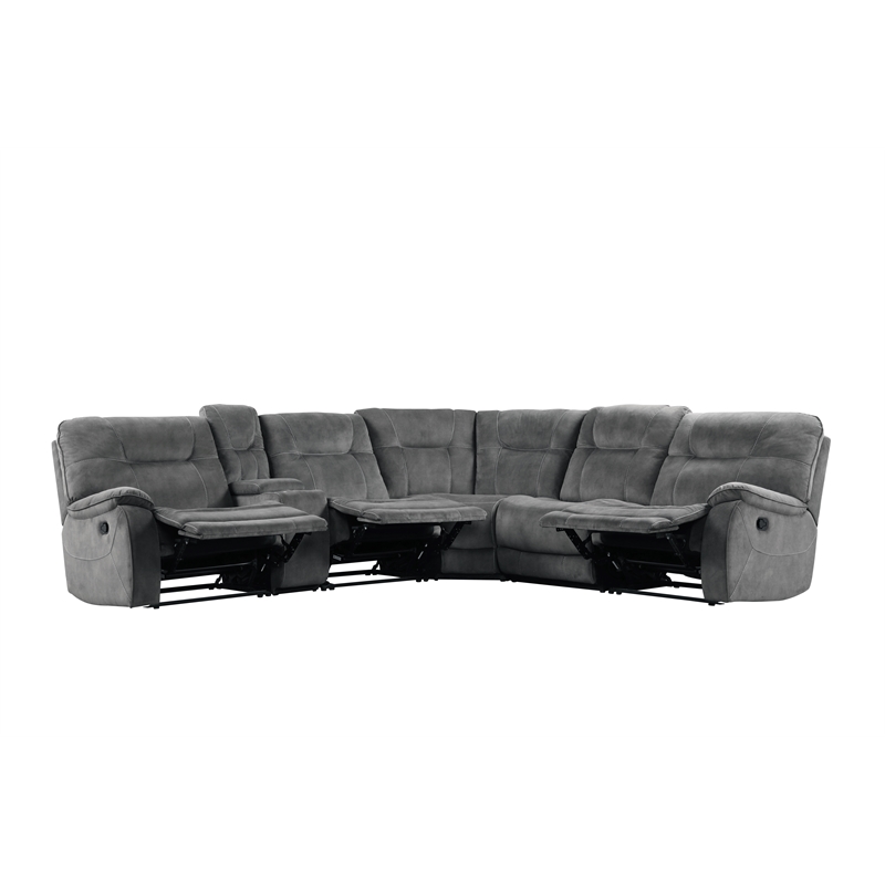 Pemberly Row Shadow Grey 6 Piece Modular Manual Reclining Sectional