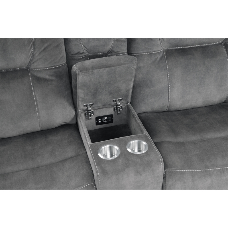 Pemberly Row Shadow Grey 6 Piece Modular Manual Reclining Sectional