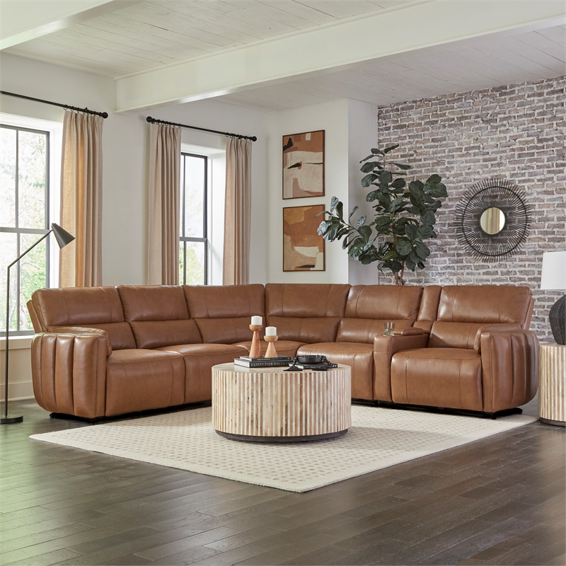 Pemberly Row Sable 6PC Power Adjustable Headrests Reclining Sectional
