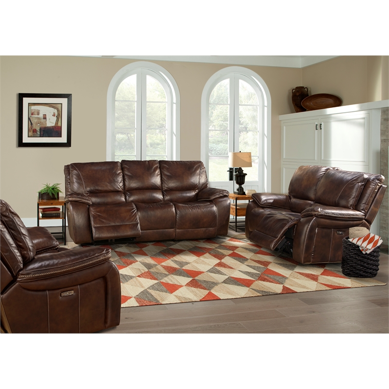 Pemberly Row Burnt Sienna Power Reclining Sofa Loveseat and Recliner
