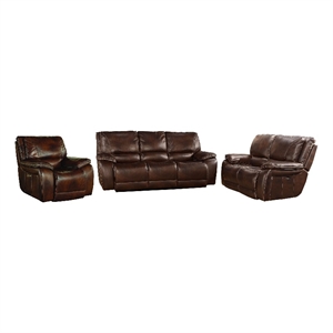 Pemberly Row Burnt Sienna Power Reclining Sofa Loveseat and Recliner