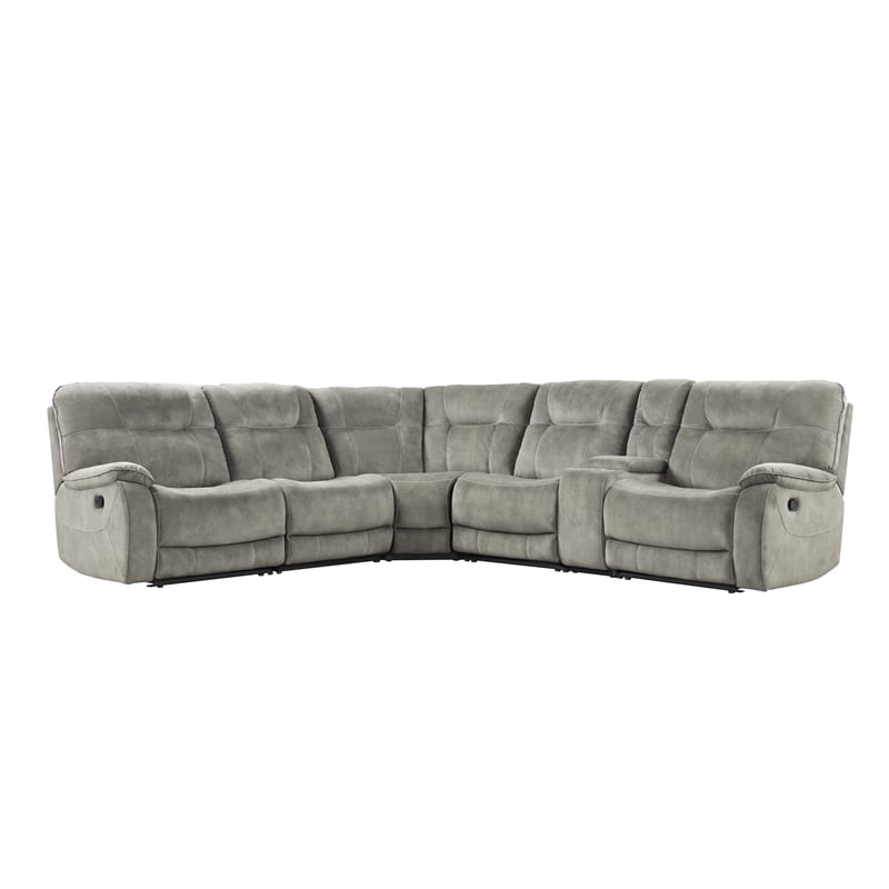 Pemberly Row Shadow Natural 6 Piece Modular Manual Reclining Sectional