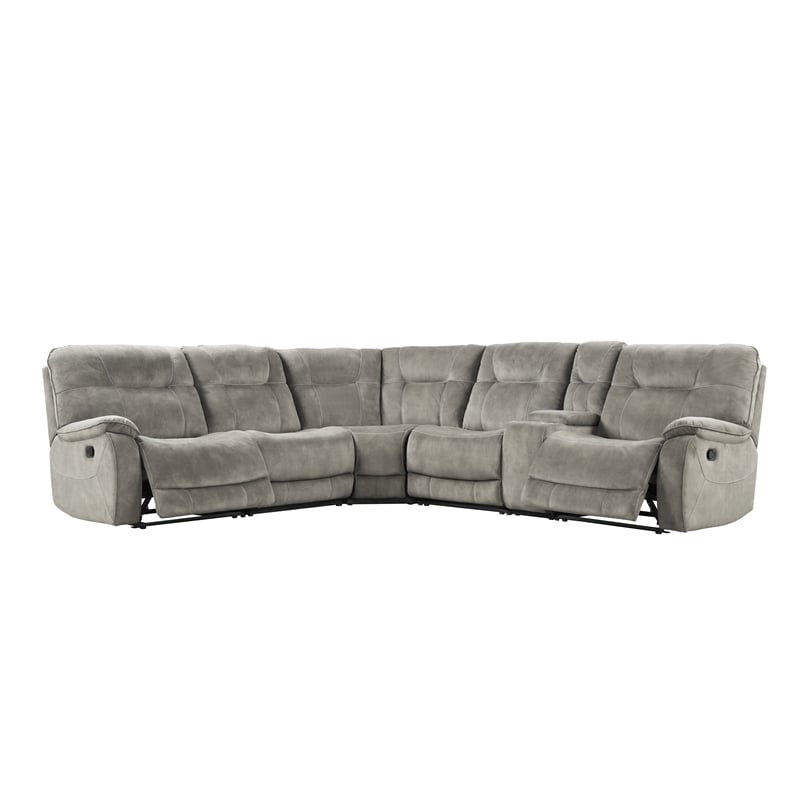 Pemberly Row Shadow Natural 6 Piece Modular Manual Reclining Sectional