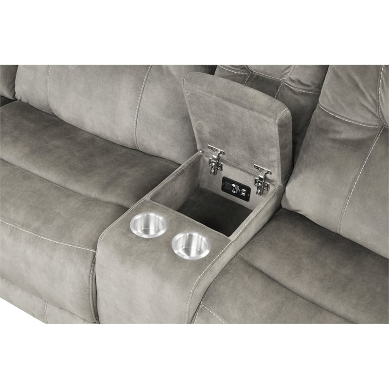 Pemberly Row Shadow Natural 6 Piece Modular Manual Reclining Sectional