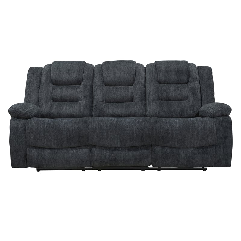 Pemberly Row Misty Storm Manual Glider Reclining Sofa and Loveseat