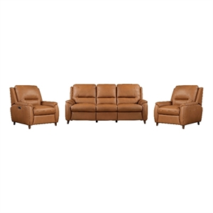 Pemberly Row Caramel Cream Power Reclining Sofa and 2 Recliners