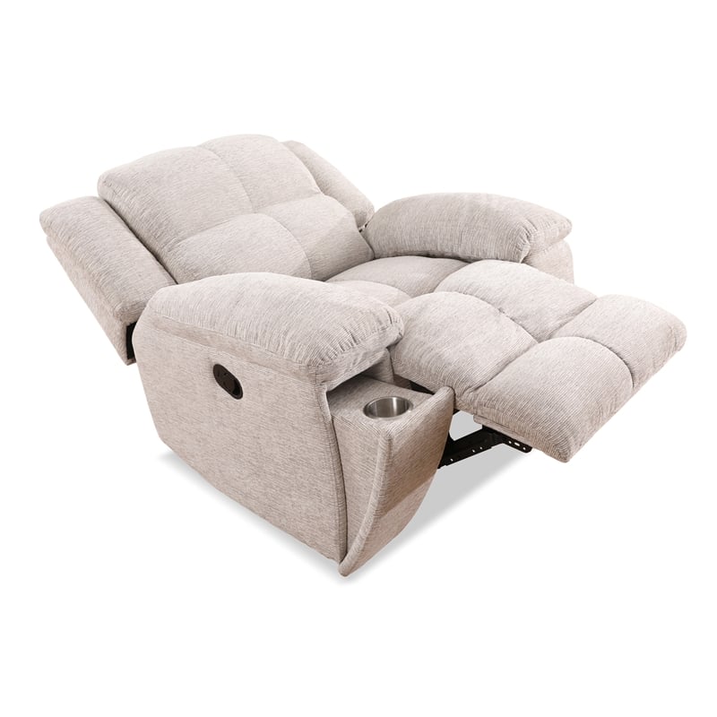 Pemberly Row Opal Taupe Manual Glider Reclining Sofa and Two Recliners