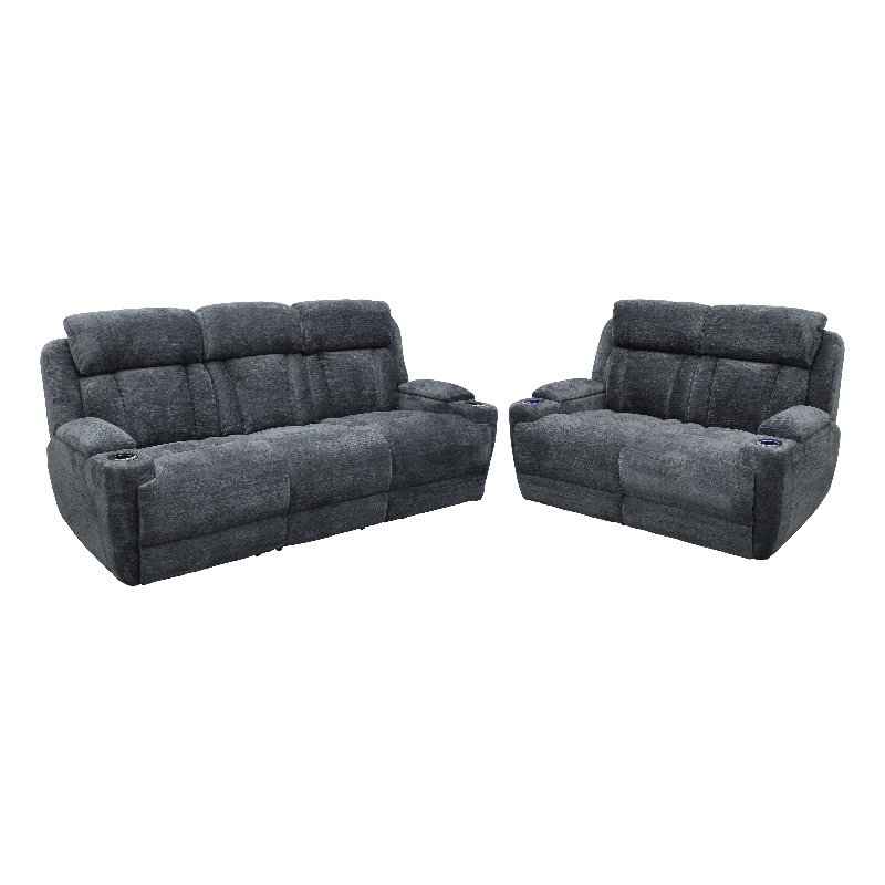 Pemberley Row Upholstered Charcoal Reclining Sofa Rectangular Power Seat 89.5