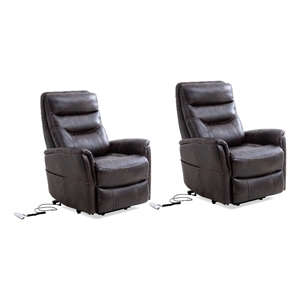 Pemberly Row Truffle Power Lift Recliner Articulating Headrest Two Pack