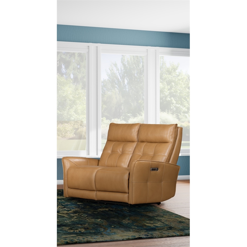 Pemberly Row Lucca Butterscotch Power Reclining Sofa and Two Recliners