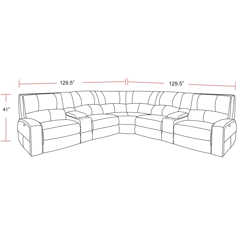 Pemberly Row Bourbon 7 Piece Power Reclining Adjustable Headrests Sectional