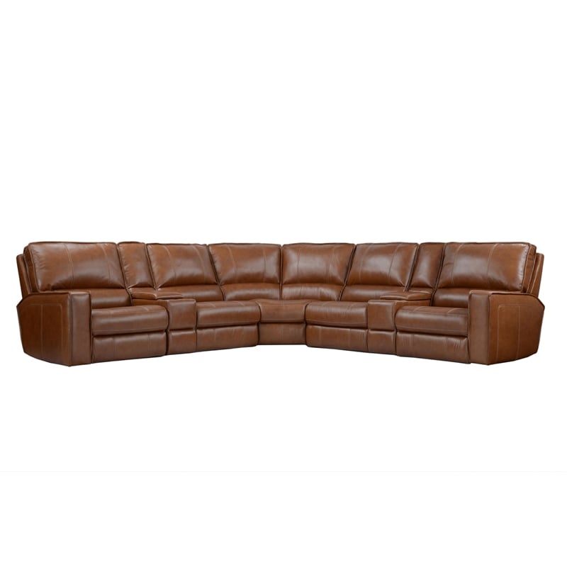 Pemberly Row Saddle 7 Piece Power Reclining Adjustable Headrests Sectional