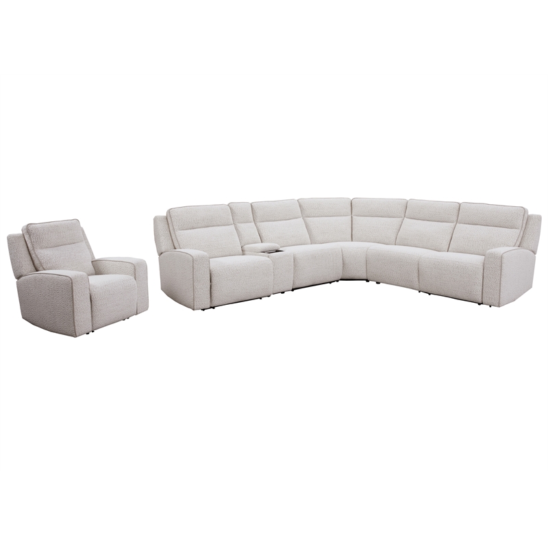 Pemberly Row Fluffy River Rock 6 Piece Power Reclining Sectional
