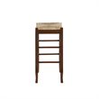 Pemberly Row Wood Square Rush Backless Bar Stool in Cappuccino Finish