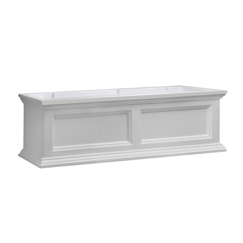 Pemberley Row Polyethylene White Window Box Rectangular Built-In Water Reservoir 36