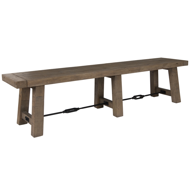 Pemberly Row Transitional Reclaimed Pine Bench in Weathered Brown