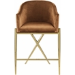 Pemberly Row Contemporary Saddle Velvet Counter Stool in Brown