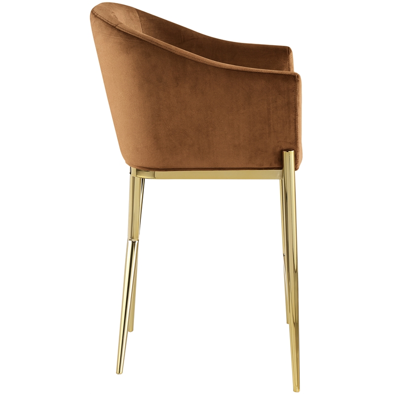 Pemberly Row Contemporary Saddle Velvet Counter Stool in Brown
