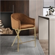 Pemberly Row Contemporary Saddle Velvet Counter Stool in Brown