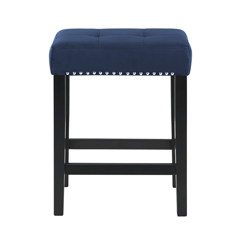 Pemberly Row Contemporary 4-Piece Faux Marble & Wood Bar Set in Blue