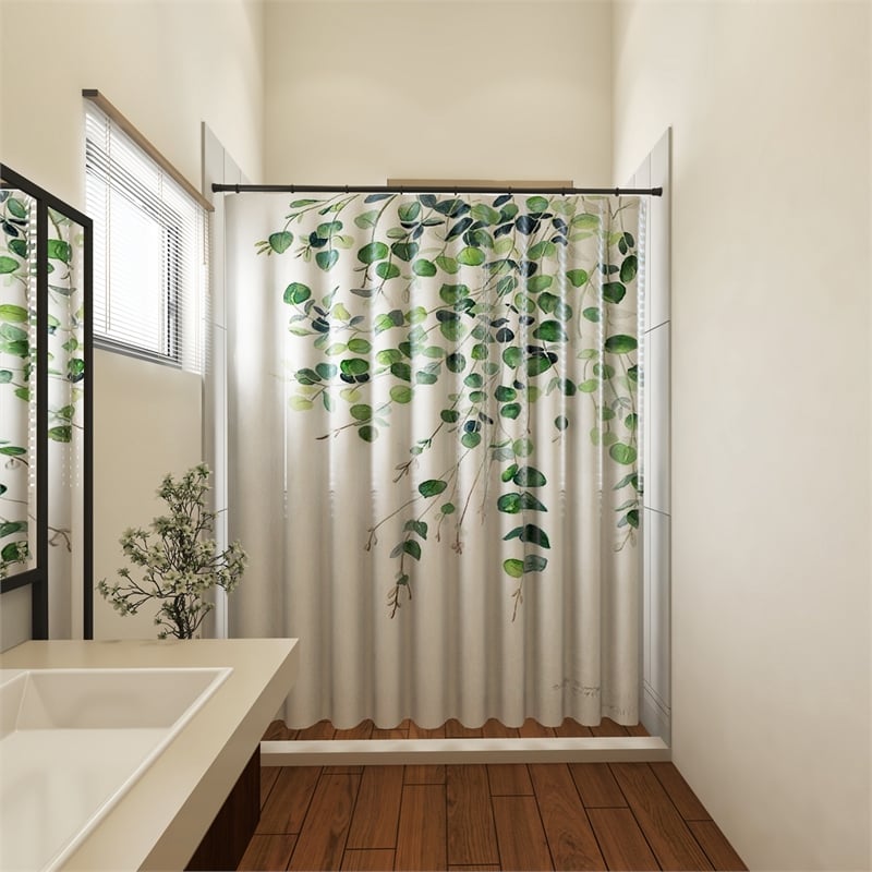 Pemberly Row Stainless Steel 42 to 72in Adjustable Shower Rod in Matte Black