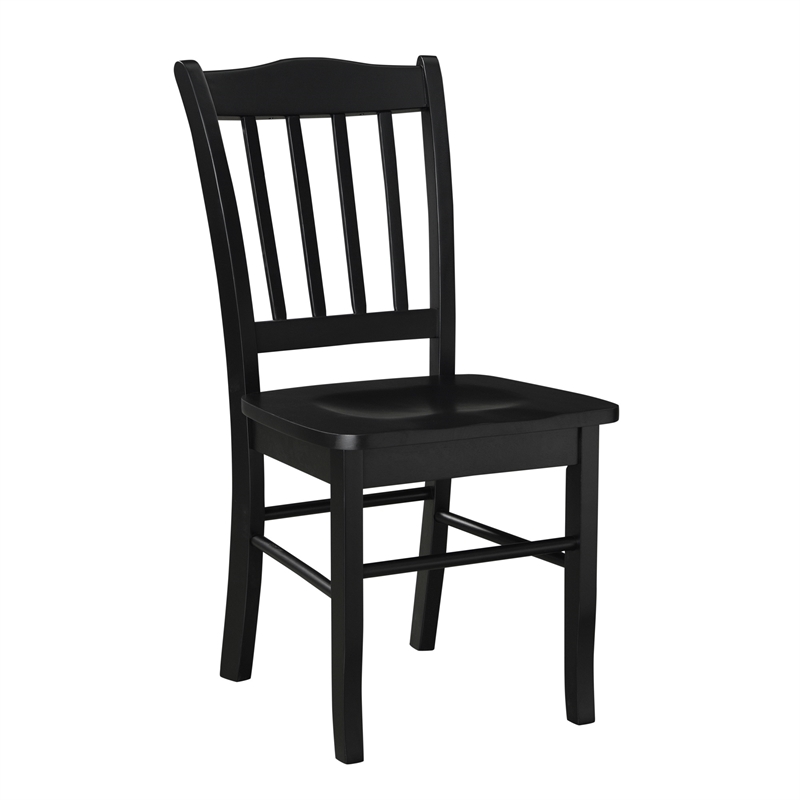 Pemberly Row Farmhouse Rubberwood Dining Chairs in Black (Set of 2)