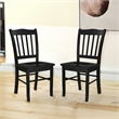 Pemberly Row Farmhouse Rubberwood Dining Chairs in Black (Set of 2)