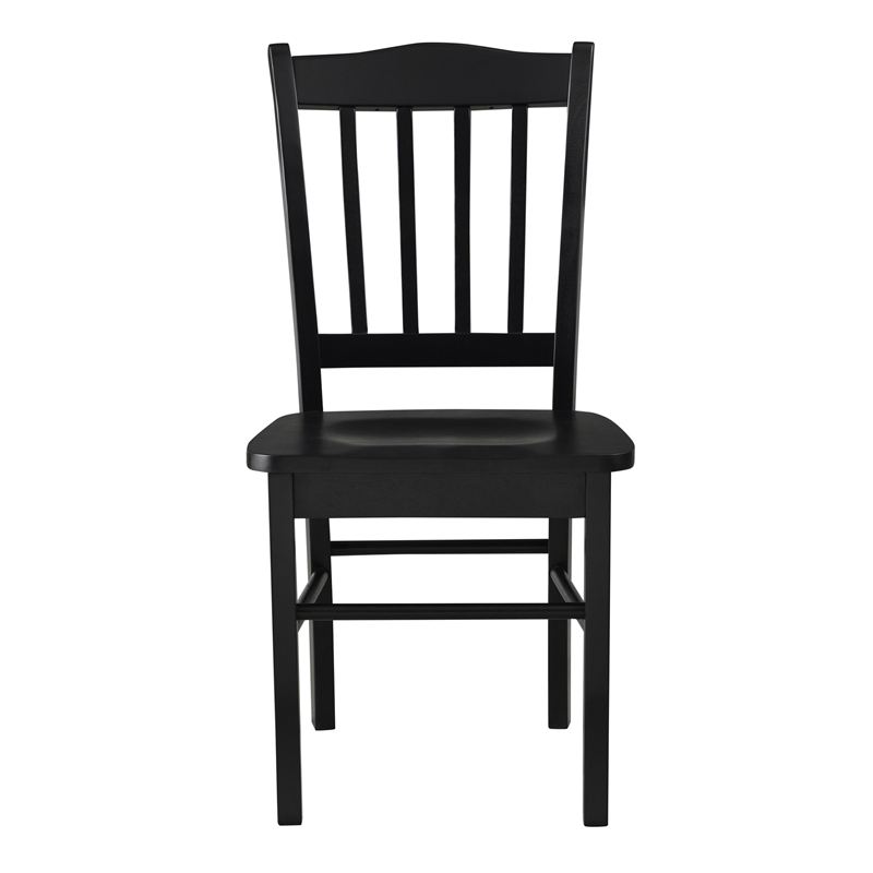 Pemberly Row Farmhouse Rubberwood Dining Chairs in Black (Set of 2)