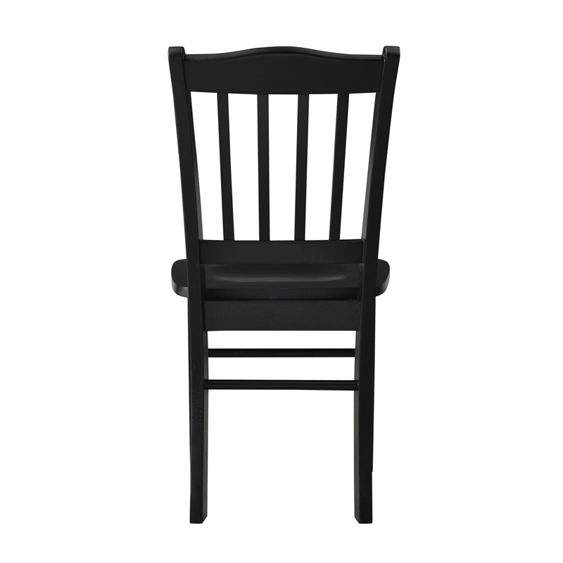 Pemberly Row Farmhouse Rubberwood Dining Chairs in Black (Set of 2)