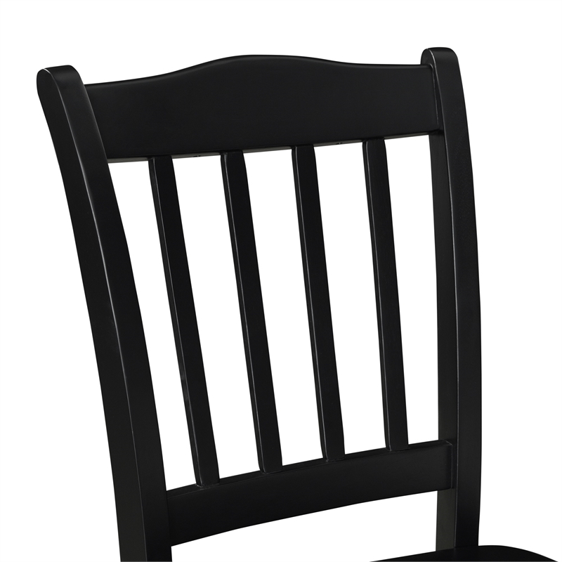Pemberly Row Farmhouse Rubberwood Dining Chairs in Black (Set of 2)