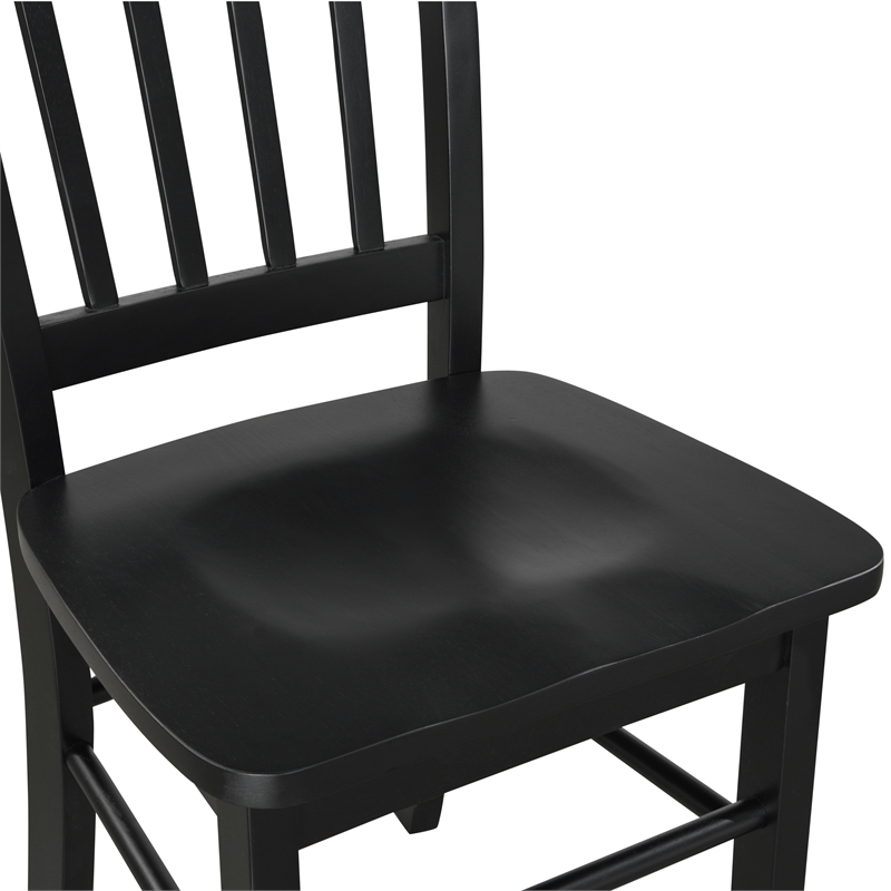 Pemberly Row Farmhouse Rubberwood Dining Chairs in Black (Set of 2)
