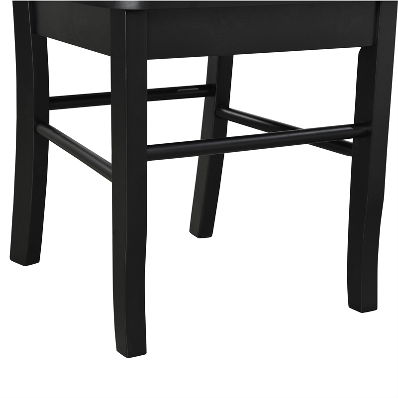 Pemberly Row Farmhouse Rubberwood Dining Chairs in Black (Set of 2)