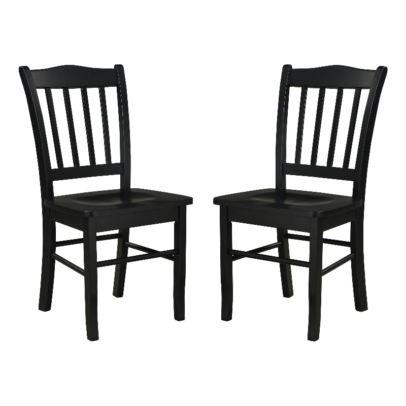 Pemberly Row Farmhouse Rubberwood Dining Chairs in Black (Set of 2)