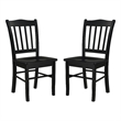 Pemberly Row Farmhouse Rubberwood Dining Chairs in Black (Set of 2)